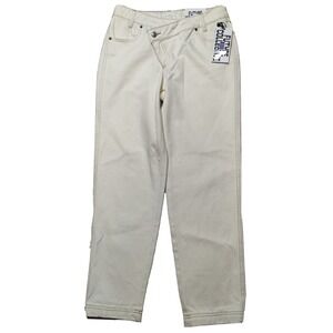 FUTURE COLLECTIVE X Target Women Size 0 Asymmetrical Zip Tapered Ivory Jeans NEW